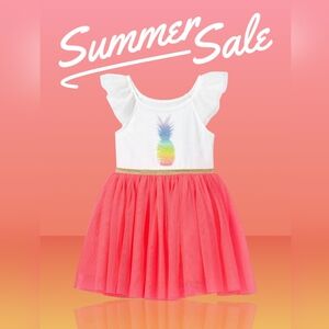 White and Pink Dress with Pineapple Design